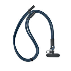 Lanyard cargador Tipo C 60W de RPET azul con clip para llaves