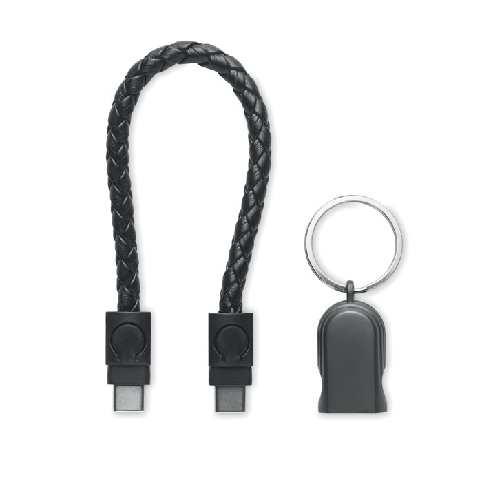 Llavero cable de carga 60W Tipo C a Tipo C trenzado negro