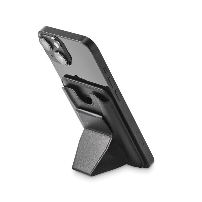 Tarjetero magnético para teléfono LEAMAG de piel PU con función de soporte