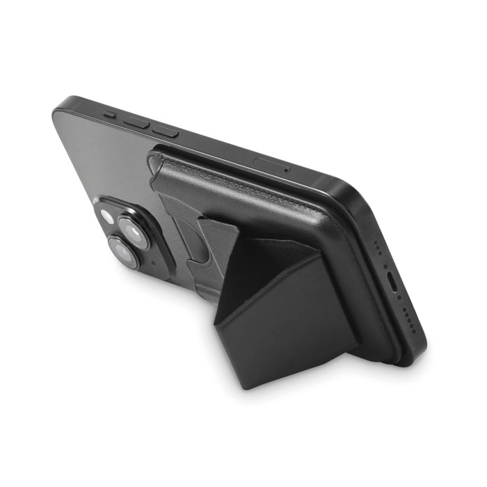 Tarjetero magnético para teléfono LEAMAG de piel PU con función de soporte