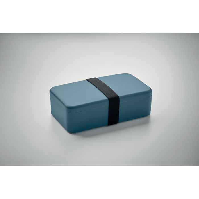 Comidera BRUSS azul de PP 750ml con banda elástica negra