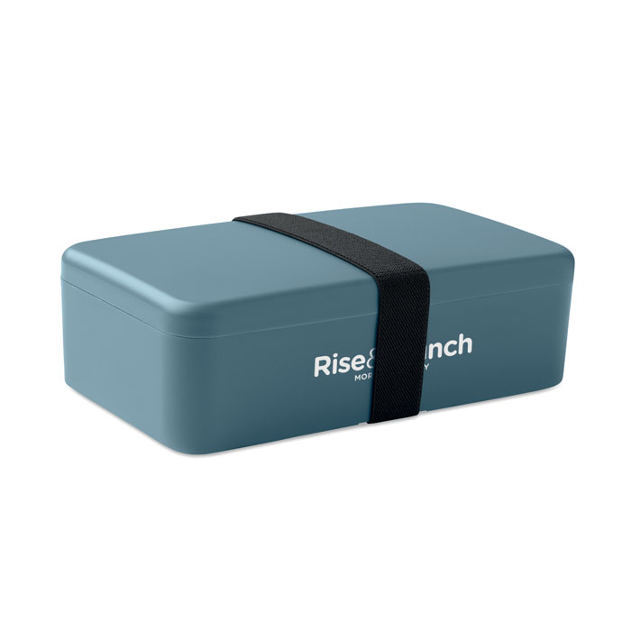 Comidera BRUSS azul de PP 750ml con banda elástica negra