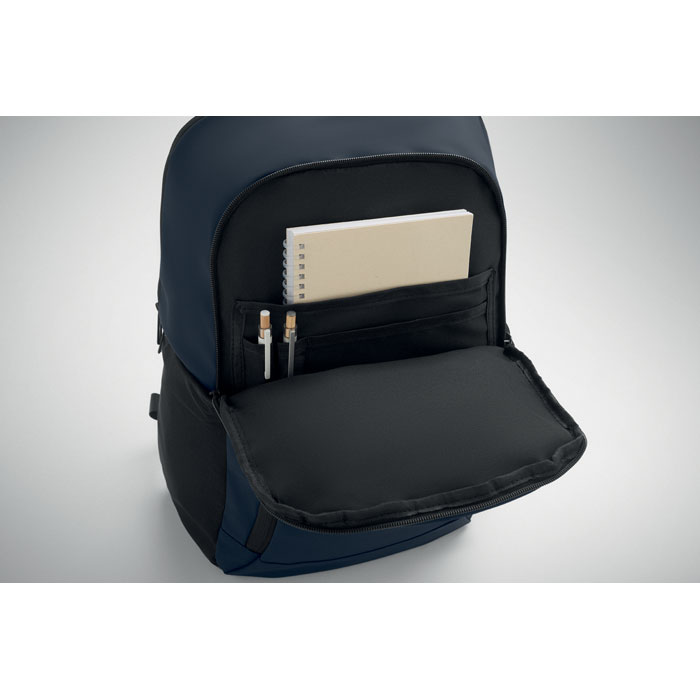 Mochila KOROVIN para portátil 15 pulgadas azul de PU con compartimento oculto