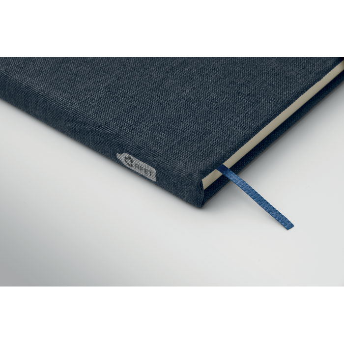 Libreta A5 RINBOOK azul de RPET con soporte para teléfono y bolígrafo