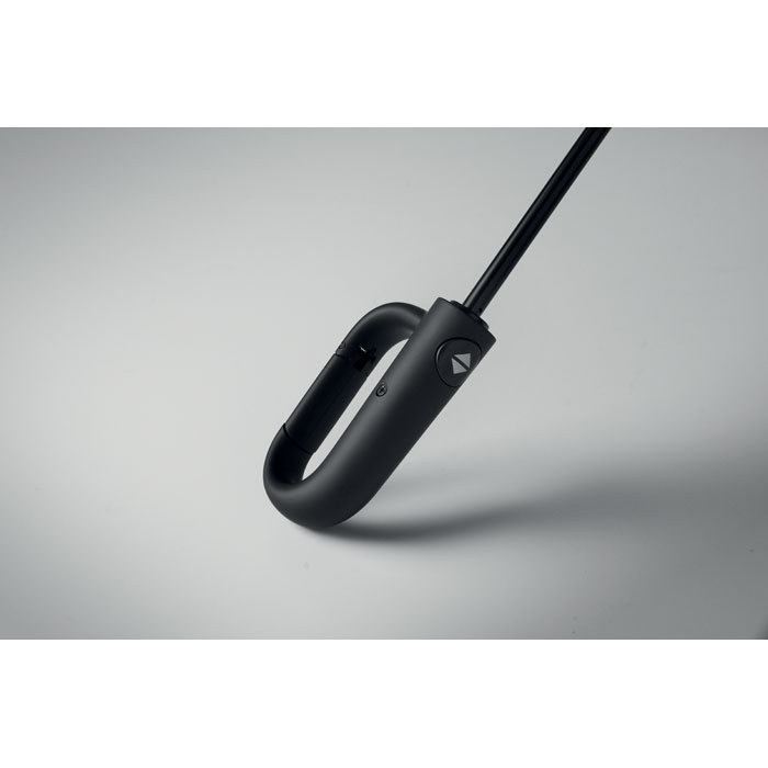 Paraguas UMKRAB rojo anti viento automático con paneles RPET y mango de mosquetón