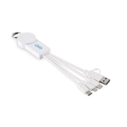 Llavero cable de carga universal 6 en 1 blanco de TPE reciclado