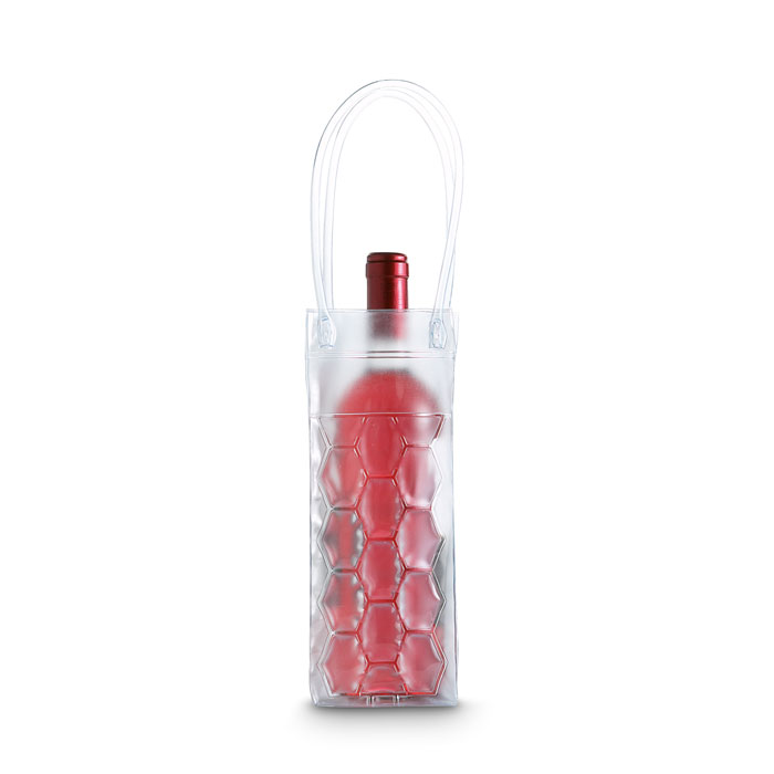 Bolsa hielera BACOOL transparente de PVC con diseño hexagonal para una botella de vino
