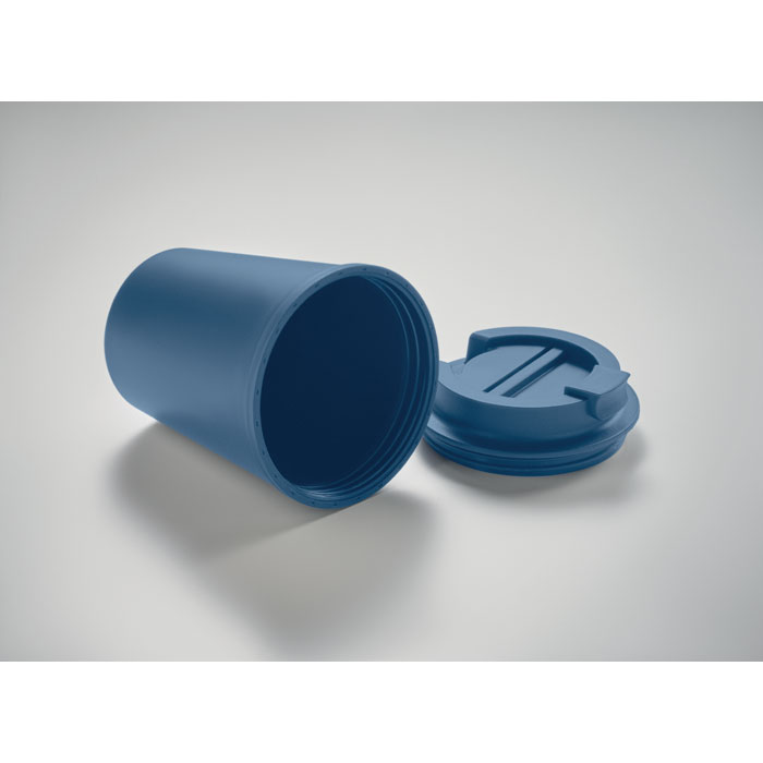 Vaso plástico verde TRIDUS de doble pared 300ml con tapa y ranura