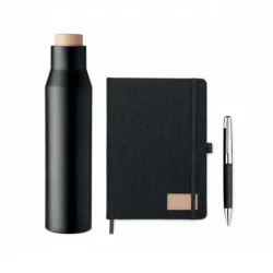 Kit ejecutivo personalizado con botella térmica, libreta A5 y bolígrafo metálico