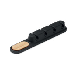 organizador de cables personalizado con detalle de bambú