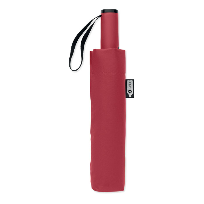 Sombrilla plegable personalizada color rojo con varillas de fibra de vidrio