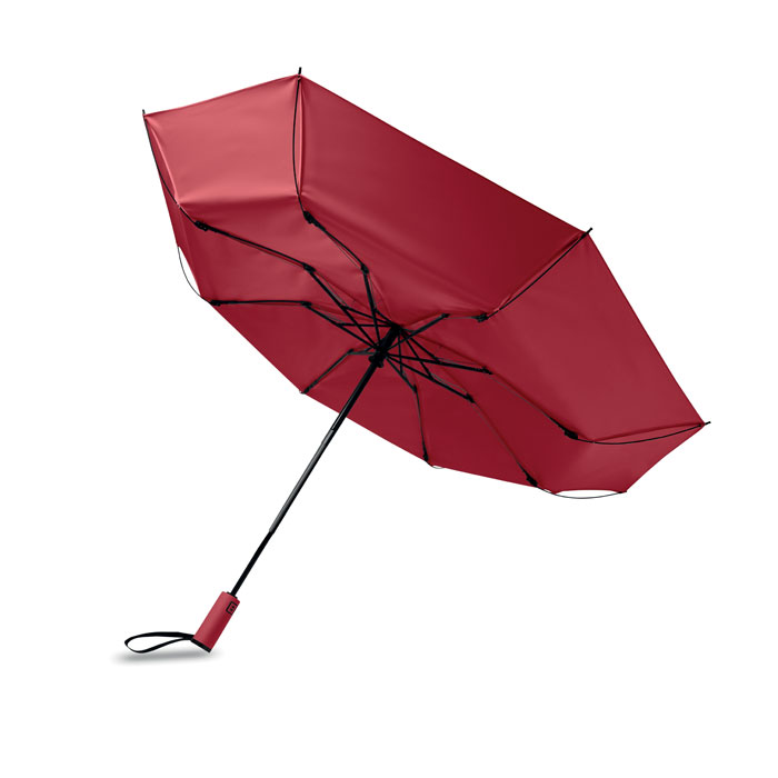 Sombrilla plegable personalizada color rojo con varillas de fibra de vidrio