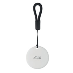 Localizador inteligente MiLi Life Tag Duo blanco con correa trenzada negra, compatible con Apple Find My y Google Find Hub
