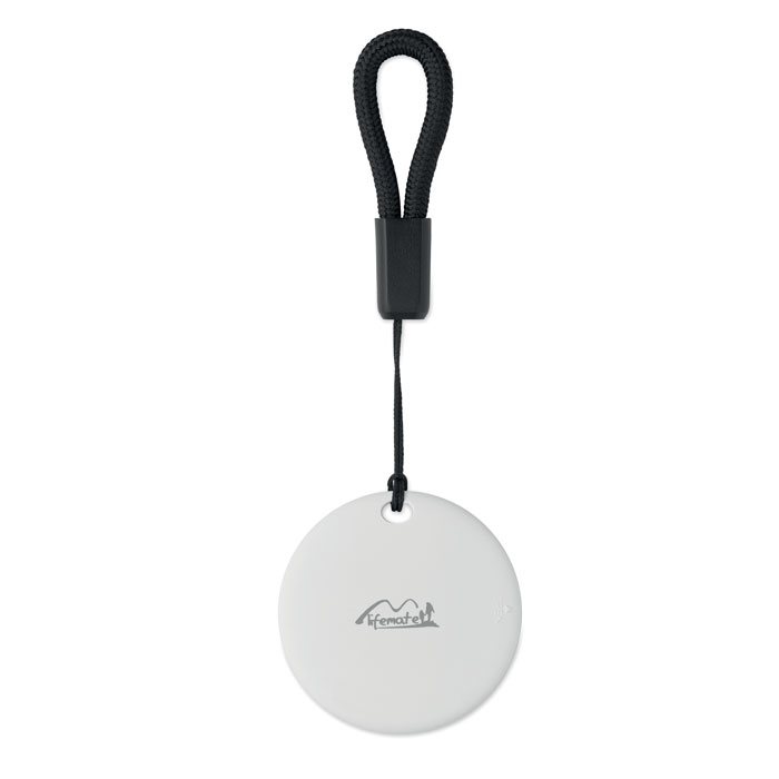 Localizador inteligente MiLi Life Tag Duo blanco con correa trenzada negra, compatible con Apple Find My y Google Find Hub