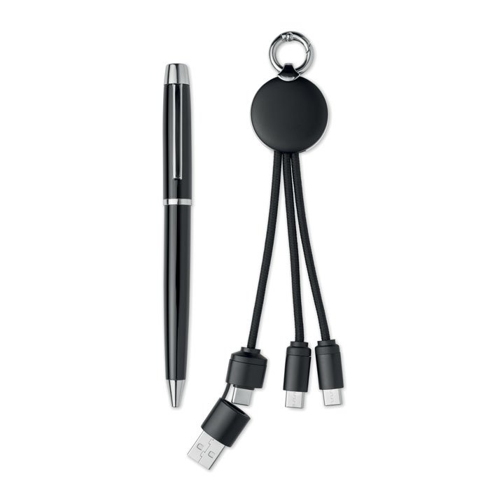 Llavero con cable de carga 2 en 1 con entradas USB-A y USB-C y dos salidas USB-C