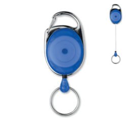 Porta gafete personalizado azul con mosquetón de aleación de zinc y argolla metálica