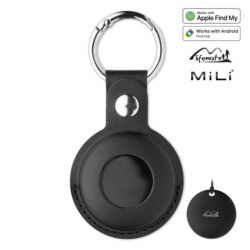 Localizador inteligente en funda de PU negra con anillo de llavero