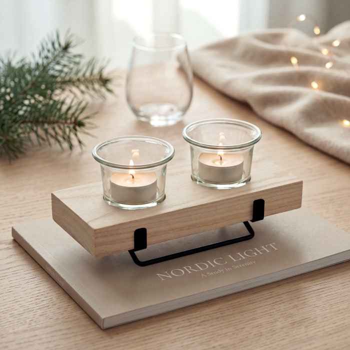 Portavelas decorativo con 2 vasos IRONDLE - Imagen 2