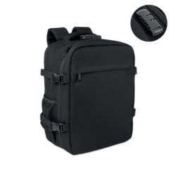 Mochila con candado de combinación color negro con correas frontales