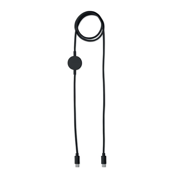 Cable con cargador de smartwatch integrado color negro de 1 metro