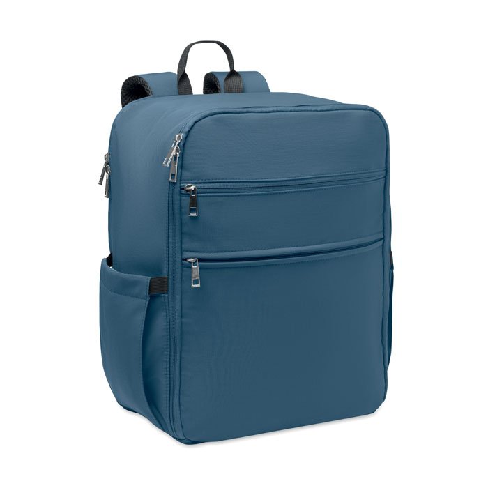 Mochila de cabina azul royal en nailon repelente con bolsillos frontales
