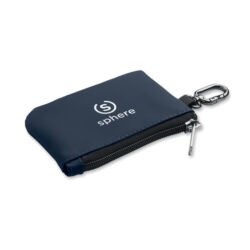 Monedero con mosquetón azul navy con logo impreso al frente