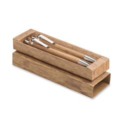 Set de bolígrafo y portaminas en madera de acacia dentro de su estuche