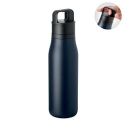 Botella térmica personalizada de 500 ml color azul navy con tapa de asa integrada