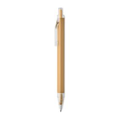 Bolígrafo de aluminio mate color dorado con punta y clip a juego