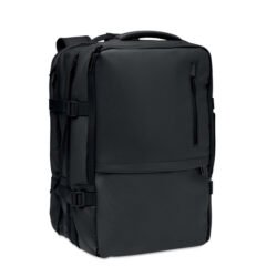 Mochila extensible para laptop color negro con correas laterales de ajuste