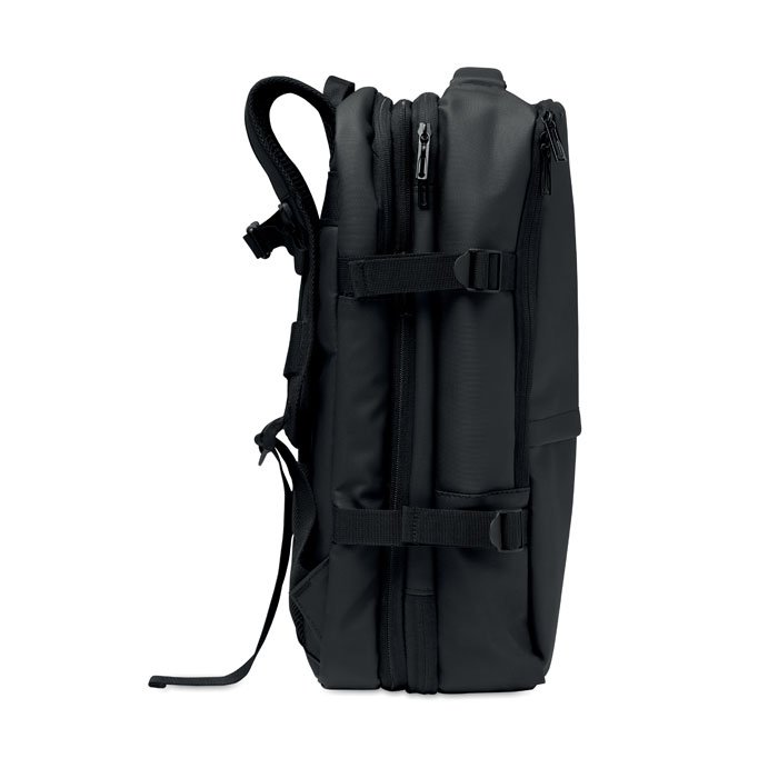La misma mochila comprimida y extendida, lado a lado