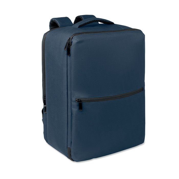 Mochila con bolsa de vacío color azul navy con logo impreso al frente