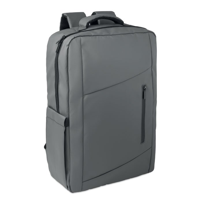 Mochila urbana para laptop en RPET gris con revestimiento de PU
