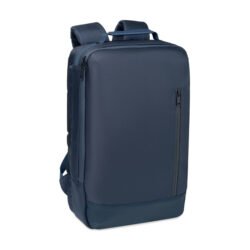 Mochila ejecutiva para laptop en tejido jacquard azul navy con bolsillo frontal